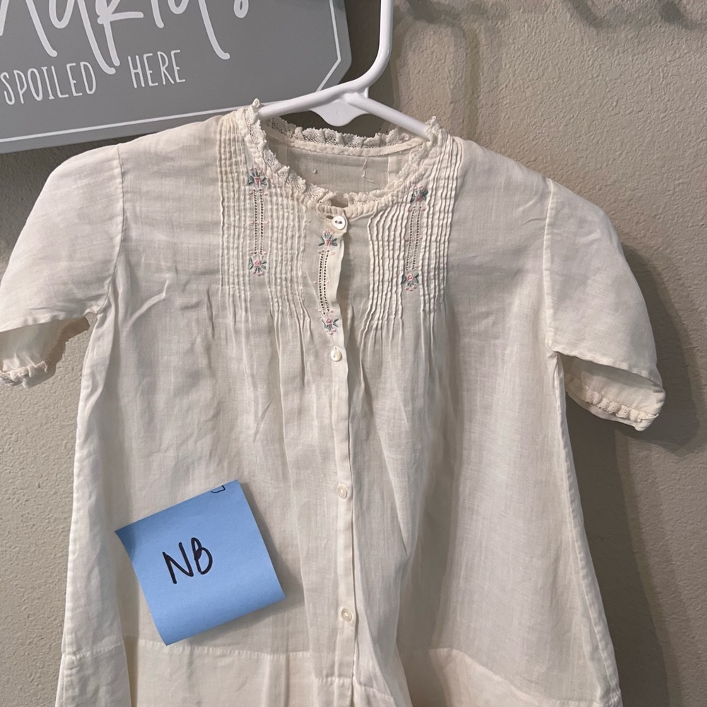 Cream Kids Shirt with Embroidered Details